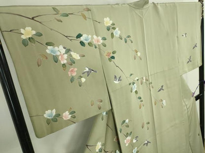 平和屋本店■極上　京友禅工芸作家　小宮山彌一　訪問着　花鳥文　暈し染め　逸品　DZAA3931kh5