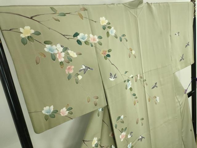 平和屋本店■極上　京友禅工芸作家　小宮山彌一　訪問着　花鳥文　暈し染め　逸品　DZAA3931kh5