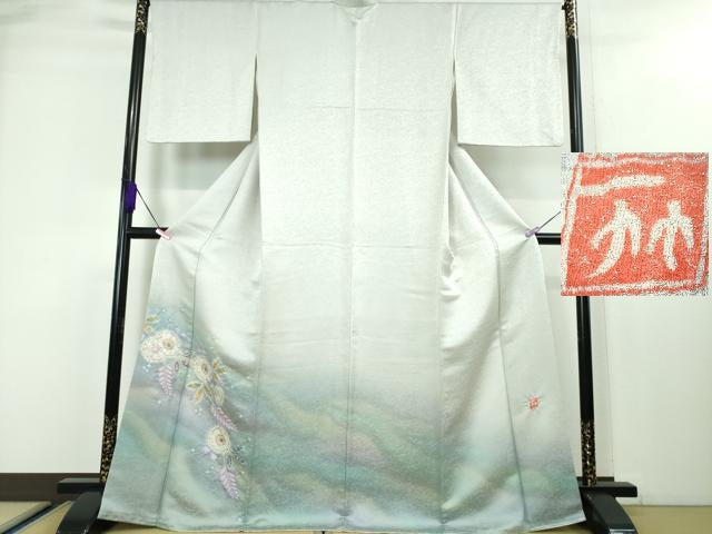 平和屋本店●最高級　二代目　久保田一竹　幻の辻が花　色留袖　絞り　暈し染め　銀通し地　逸品　DZAA3940kh5