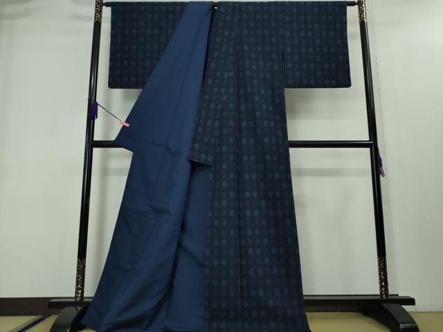 平和屋本店■極上　綿薩摩　東郷織物謹製　手織　160亀甲　實篤　永江明夫　正藍染　吉祥文　逸品　DZAA3943kh5