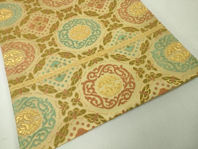 平和屋本店●極上 龍村晋謹製 全通柄袋帯 天平向鳥蝶文錦 金糸 逸品 DZAA3949kh5