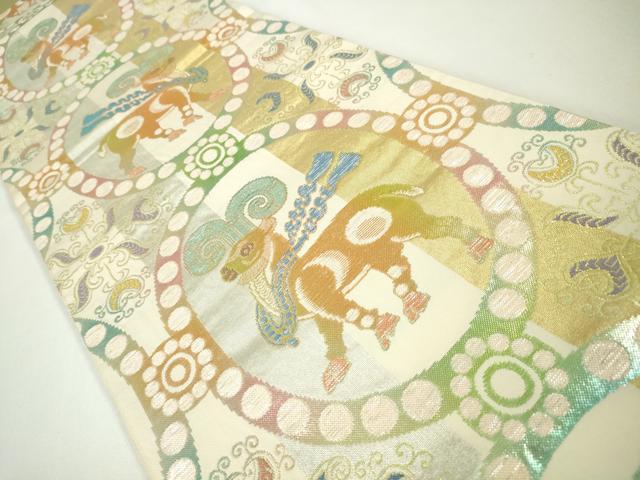 平和屋本店■最高級　龍村平蔵製　本袋帯　羊王波欺錦　金銀糸　逸品　DZAA3980kh5