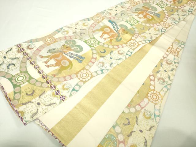 平和屋本店■最高級　龍村平蔵製　本袋帯　羊王波欺錦　金銀糸　逸品　DZAA3980kh5