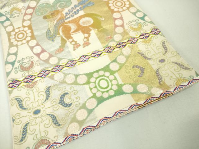 平和屋本店■最高級　龍村平蔵製　本袋帯　羊王波欺錦　金銀糸　逸品　DZAA3980kh5