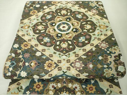 平和屋本店■最高級　明綴れ　全通柄袋帯　花唐草菱文　金糸　逸品　未使用　DZAA3984kh5