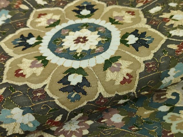 平和屋本店■最高級　明綴れ　全通柄袋帯　花唐草菱文　金糸　逸品　未使用　DZAA3984kh5