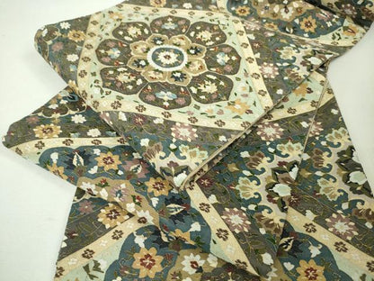 平和屋本店■最高級　明綴れ　全通柄袋帯　花唐草菱文　金糸　逸品　未使用　DZAA3984kh5
