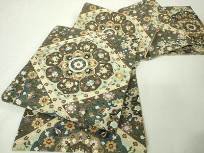 平和屋本店■最高級　明綴れ　全通柄袋帯　花唐草菱文　金糸　逸品　未使用　DZAA3984kh5