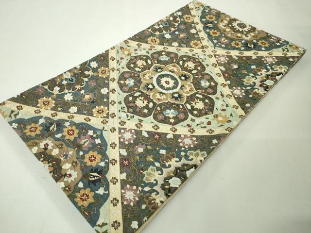 平和屋本店■最高級　明綴れ　全通柄袋帯　花唐草菱文　金糸　逸品　未使用　DZAA3984kh5