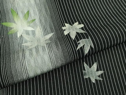 平和屋本店■極上　夏物　銀座もとじ　本塩沢　夏塩沢　訪問着　楓　黒地　逸品　DZAA4008kh5
