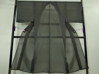 平和屋本店＊極上　夏物　男性　本塩沢　夏塩沢　やまだ織　縞　黒地　証紙付き　逸品　DZAA4009kh6