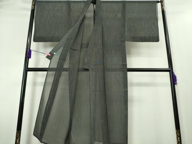平和屋本店＊極上　夏物　男性　本塩沢　夏塩沢　やまだ織　縞　黒地　証紙付き　逸品　DZAA4009kh6