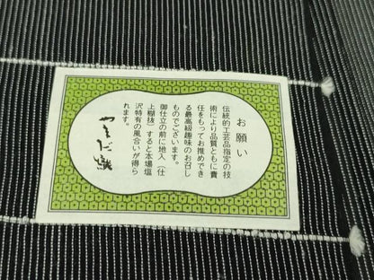 平和屋本店＊極上　夏物　男性　本塩沢　夏塩沢　やまだ織　縞　黒地　証紙付き　逸品　DZAA4009kh6