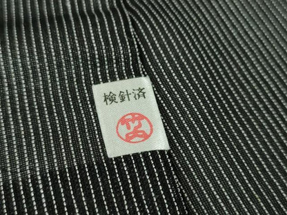 平和屋本店＊極上　夏物　男性　本塩沢　夏塩沢　やまだ織　縞　黒地　証紙付き　逸品　DZAA4009kh6