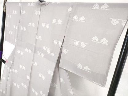 平和屋本店■極上　夏物　洗える最高級着物　＜英＞はなぶさ謹製　小紋　紗　草花文　藤色　逸品　未使用　DZAA4011kh5