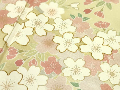 平和屋本店■極上　訪問着　駒刺繍　枝桜　暈し染め　鳥の子色地　金彩　逸品　DZAA4014kh5
