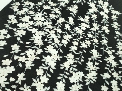 平和屋本店■極上　女優・吉永小百合　訪問着　枝垂れ桜　縮緬地　黒地　逸品　DZAA4017kh5