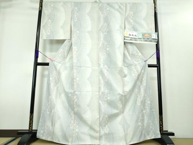 平和屋本店●極上 本場大島紬 白大島 伝統工芸士 紫峰 白南風 雪輪花文 織元むらなか謹製 やまと誂製 証紙付き 逸品 未使用DZAA6550kh5