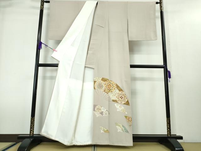 平和屋本店■極上　創業460年・千總　色留袖　駒刺繍　正倉院扇面花文　薄柿色地　金彩　伊勢丹扱い　逸品　DZAA4023kh5