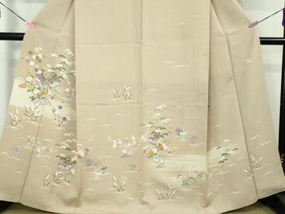 平和屋本店■極上　創業460年・千總　訪問着　駒刺繍　風景花文　枯色地　金彩　松坂屋扱い　逸品　DZAA4024kh5