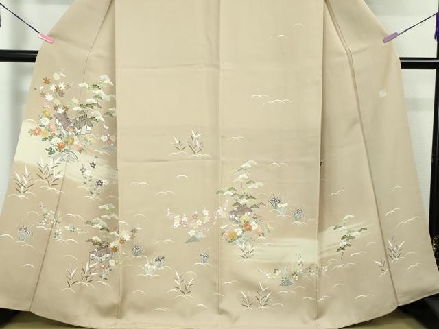 平和屋本店■極上　創業460年・千總　訪問着　駒刺繍　風景花文　枯色地　金彩　松坂屋扱い　逸品　DZAA4024kh5