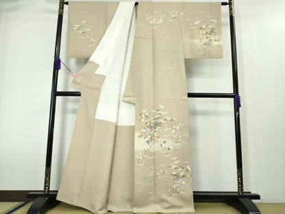 平和屋本店■極上　創業460年・千總　訪問着　駒刺繍　風景花文　枯色地　金彩　松坂屋扱い　逸品　DZAA4024kh5
