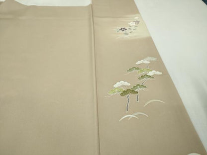 平和屋本店■極上　創業460年・千總　訪問着　駒刺繍　風景花文　枯色地　金彩　松坂屋扱い　逸品　DZAA4024kh5