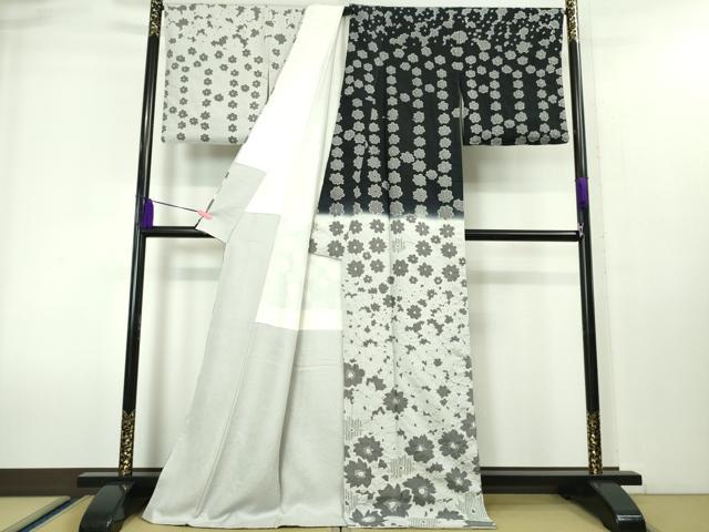 平和屋本店■極上　十日町　名門　滝泰謹製　訪問着　紬地　絞り　舞花文　逸品　DZAA4027kh5
