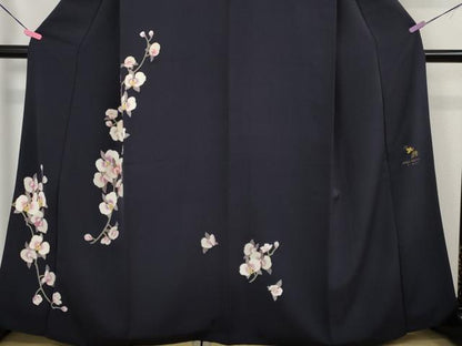 平和屋本店■極上　松田聖子　SEIKO MATSUDA　訪問着　胡蝶蘭　紫黒色地　金彩　逸品　DZAA4038kh5