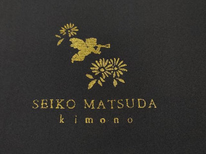 平和屋本店■極上　松田聖子　SEIKO MATSUDA　訪問着　胡蝶蘭　紫黒色地　金彩　逸品　DZAA4038kh5
