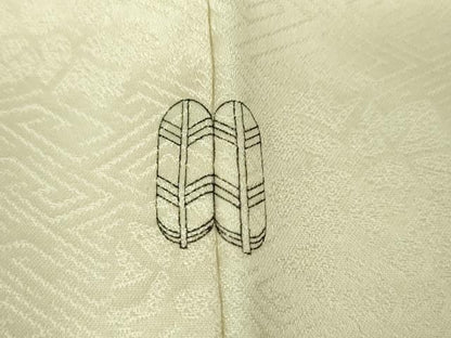 平和屋本店■極上　皇室献上作家　藤井寛　訪問着　駒刺繍　雲取り花文　象牙色地　金彩　逸品　DZAA4040kh5
