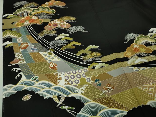 平和屋本店■極上　創業460年・千總　黒留袖　誰が袖好み　駒刺繍　宝尽くし松文　金彩　高島屋扱い　逸品　DZAA4044
