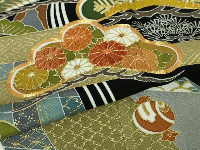 平和屋本店■極上　創業460年・千總　黒留袖　誰が袖好み　駒刺繍　宝尽くし松文　金彩　高島屋扱い　逸品　DZAA4044