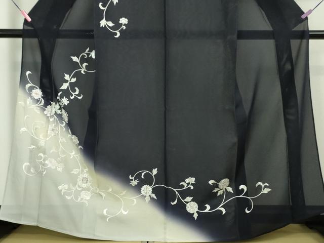 平和屋本店■極上　夏物　訪問着　総刺繍　絽　花唐草文　暈し染め　銀糸　さが美扱い　逸品　DZAA4046kh5