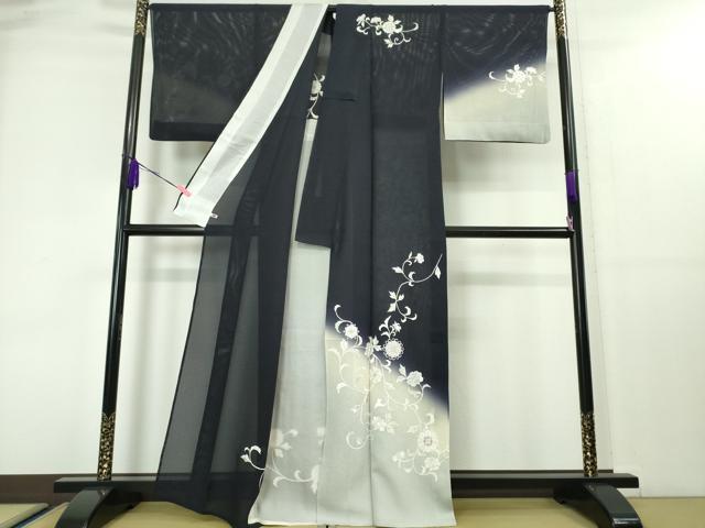 平和屋本店■極上　夏物　訪問着　総刺繍　絽　花唐草文　暈し染め　銀糸　さが美扱い　逸品　DZAA4046kh5