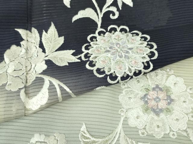 平和屋本店■極上　夏物　訪問着　総刺繍　絽　花唐草文　暈し染め　銀糸　さが美扱い　逸品　DZAA4046kh5