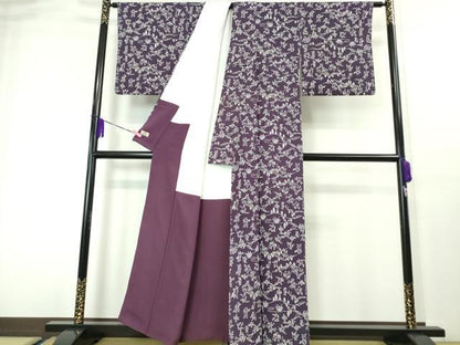 平和屋本店●極上 銀座越後屋 小紋 鳥獣戯画 紫紺色地 逸品 DZAA4051kh5