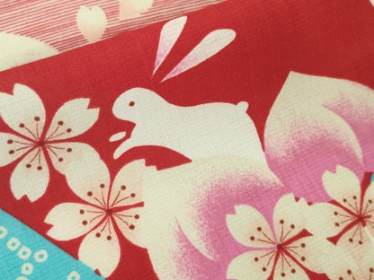 平和屋本店∴極上 夏物 撫松庵 セオアルファ 小紋・浴衣兼用 長羽織セット 兎 色紙重ね桃桜文 洗える着物 逸品 DZAA4061kh5