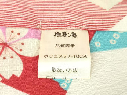 平和屋本店∴極上 夏物 撫松庵 セオアルファ 小紋・浴衣兼用 長羽織セット 兎 色紙重ね桃桜文 洗える着物 逸品 DZAA4061kh5