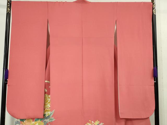 平和屋本店●極上　創業460年・千總　振袖　刺繍　立波花文　韓紅色地　金糸　松坂屋染織名作展　逸品　DZAA4062kh6