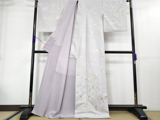 平和屋本店■極上　中国三大刺繍　スワトウ刺繍　汕頭刺繍　総刺繍　訪問着　宝尽くし　雪輪花文　白藤色地　金糸　逸品　DZAA4063kh5