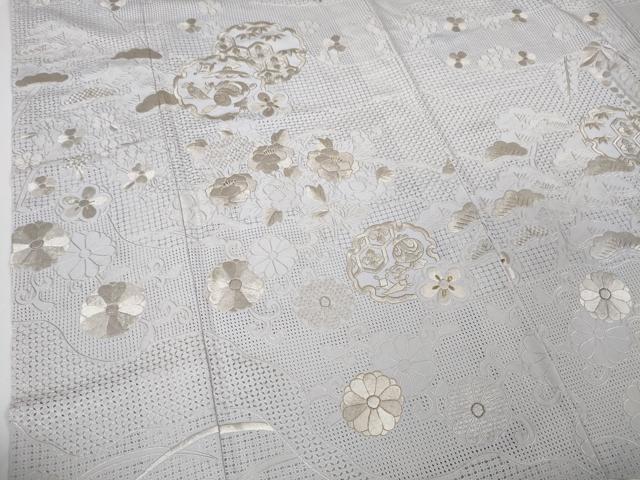 平和屋本店■極上　中国三大刺繍　スワトウ刺繍　汕頭刺繍　総刺繍　訪問着　宝尽くし　雪輪花文　白藤色地　金糸　逸品　DZAA4063kh5