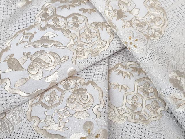 平和屋本店■極上　中国三大刺繍　スワトウ刺繍　汕頭刺繍　総刺繍　訪問着　宝尽くし　雪輪花文　白藤色地　金糸　逸品　DZAA4063kh5