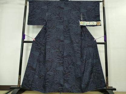 平和屋本店●極上 本場結城紬 重要無形文化財 80亀甲 奥順謹製 御所解文様 鑑定証・証紙付き 逸品 DZAA4064kh5