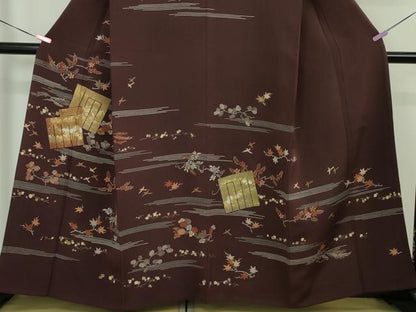 平和屋本店■極上　創業460年・千總　訪問着　刺繍　源氏香　花鳥文　紫鳶色地　金彩　逸品　DZAA4066kh5