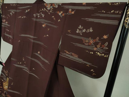 平和屋本店■極上　創業460年・千總　訪問着　刺繍　源氏香　花鳥文　紫鳶色地　金彩　逸品　DZAA4066kh5