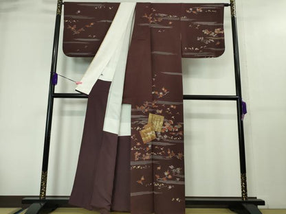 平和屋本店■極上　創業460年・千總　訪問着　刺繍　源氏香　花鳥文　紫鳶色地　金彩　逸品　DZAA4066kh5