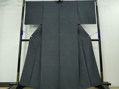 平和屋本店■極上 皇室伊勢神宮御用 山口美術織物 山口弘躬 お召 色無地 千八唐織 御唐衣 黄金の実り 藍鉄色地 反端付き 逸品 DZAA4074kh5