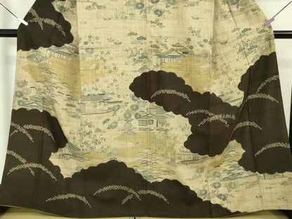 平和屋本店■極上　染織の名門　しょうざん  生紬　御所解文　逸品　DZAA4078kh5