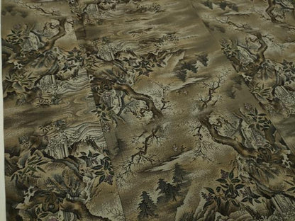 平和屋本店●極上　本場大島紬　十八算　12マルキ　優粋ブランド　屋久杉染　花鳥風景図　窪田織物謹製　証紙付き　逸品　DZAA4080kh5